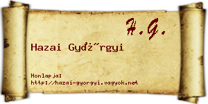 Hazai Györgyi névjegykártya